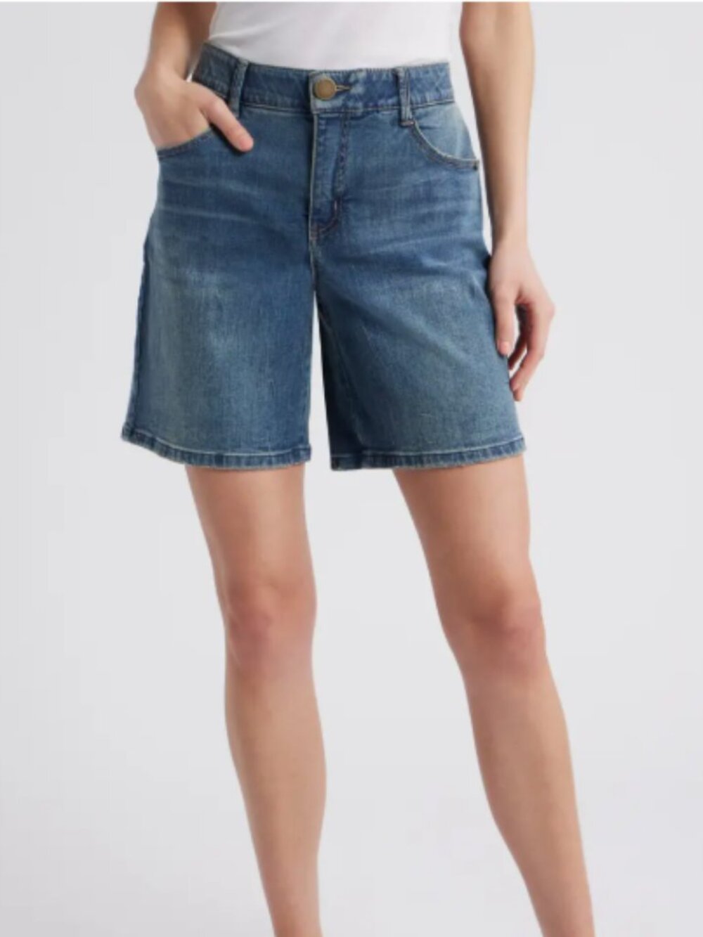 Wit & Wisdom Ab Solution High Waist Relaxed Denim Shorts Blue Size 14